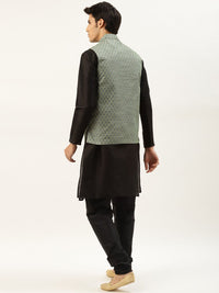 SOJANYA Mandarin Collar Regular Kurta With Churidar & Nehru Jacket
