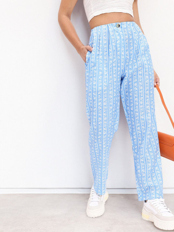 DressBerry Women Playful Patterns Blend Printed Pleated Trousers