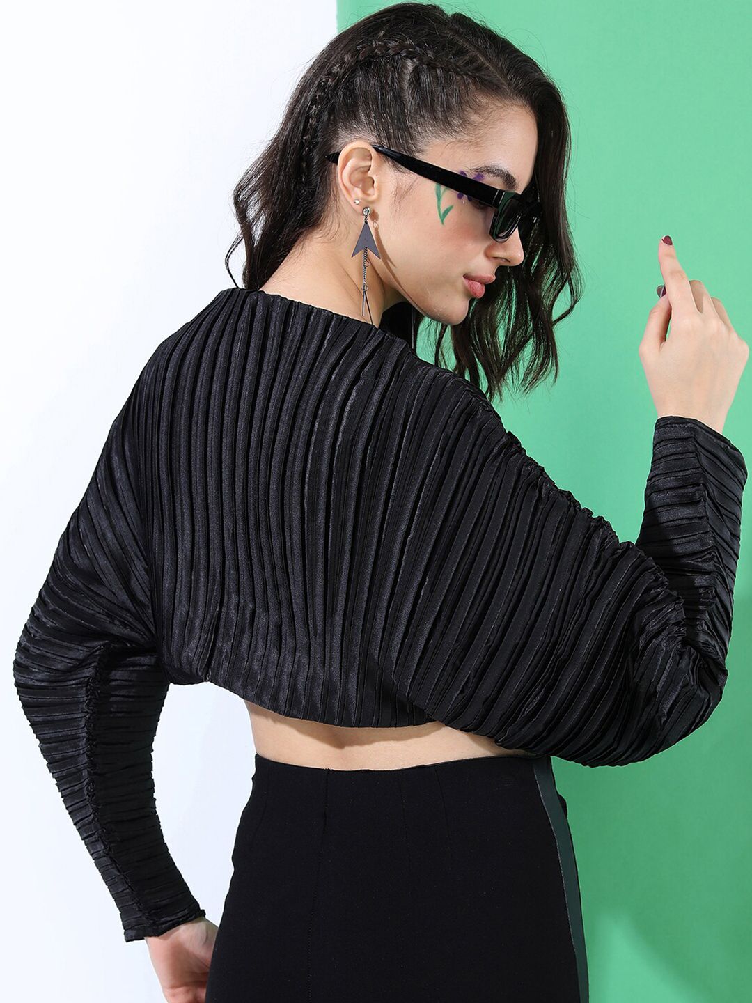 Tokyo Talkies Black Striped Crop Top
