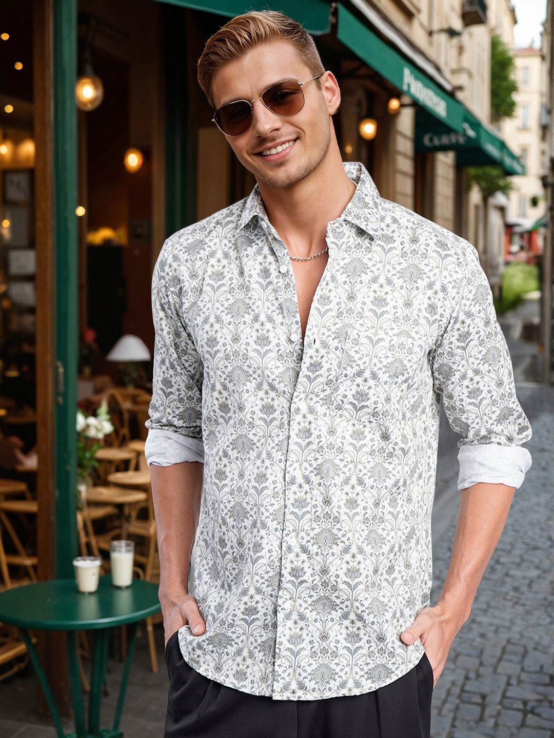 Bene Kleed Slim Fit Printed Cotton Casual Shirt