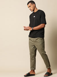 Mr Bowerbird Men Black Pure Cotton Philosophy Crew Neck Oversized Pure Cotton T-shirt