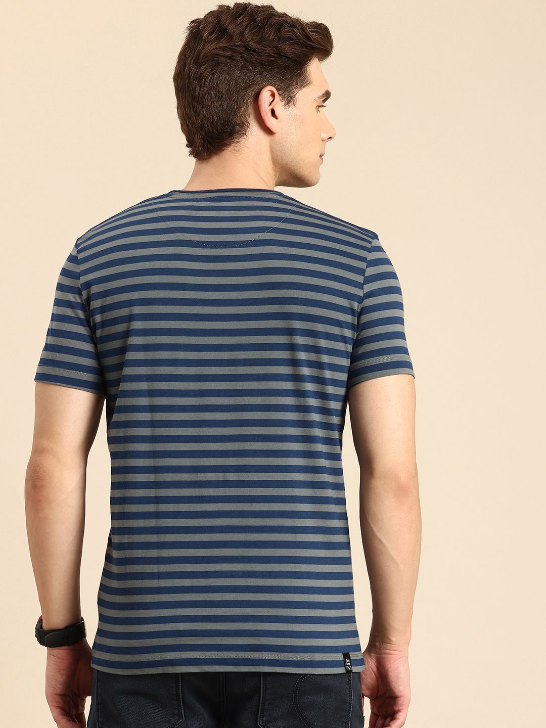 Being Human Pure Cotton Striped Applique T-shirt