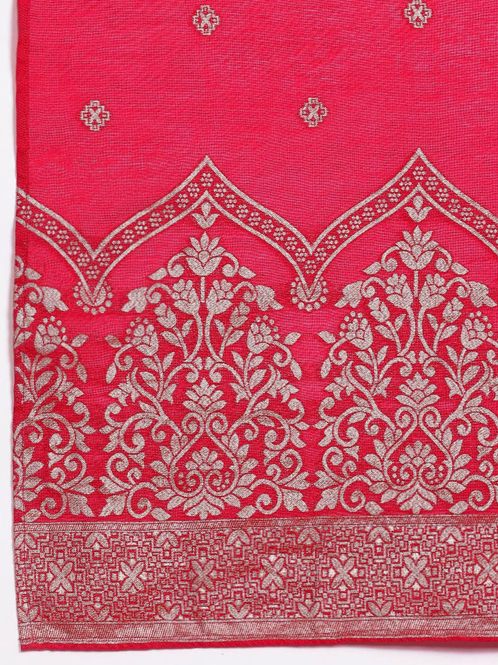 Anouk Wanita Etnik Motif Reka Bentuk Reka Bentuk Benang Kurta dengan Seluar & Dengan Dupatta