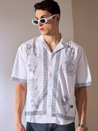 DENNISON Men Ethnic Hand Block Printed Oversized Shirt