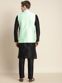 SOJANYA Men Solid Kurta with Churidar & Mirror Work Nehru Jacket