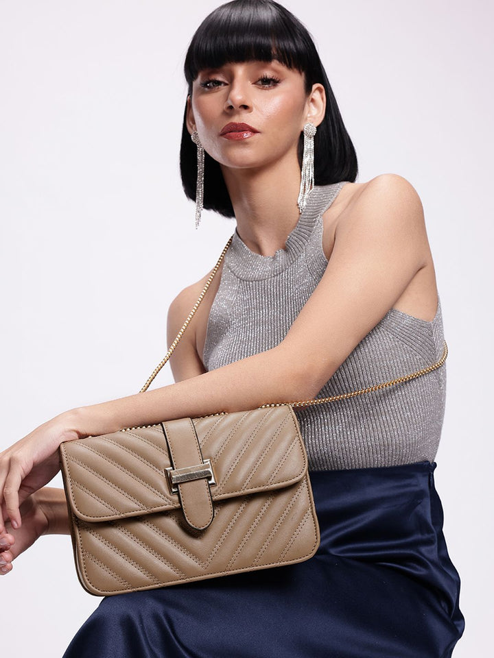 DressBerry Quilted Structured Shoulder Bag