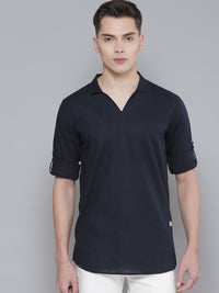 Dennison Men Navy Blue Comfort Fit kurta