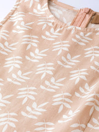 Shae by SASSAFRAS Women Peach-Coloured & White Printed A-Line Kurta