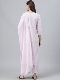 Libas Women Pink Printed Kurta with Palazzos & Dupatta