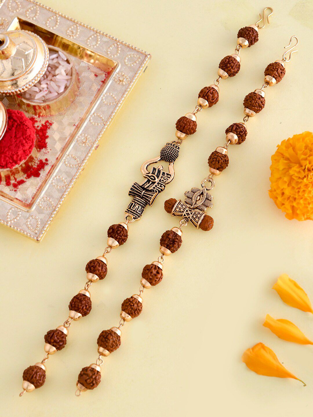 Voylla Set Of 2 Lord Shiva Motifs Rudraksha Beads Rakhi