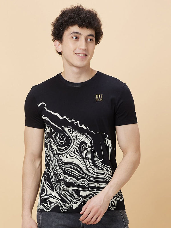 Being Human Abstract Printed Round Neck Casual T-shirt