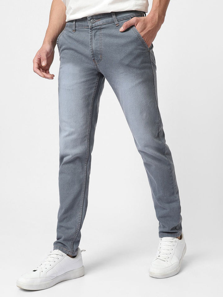 Urbano Fashion Men Grey Slim Fit Mid-Rise Clean Look Stretchable Jeans