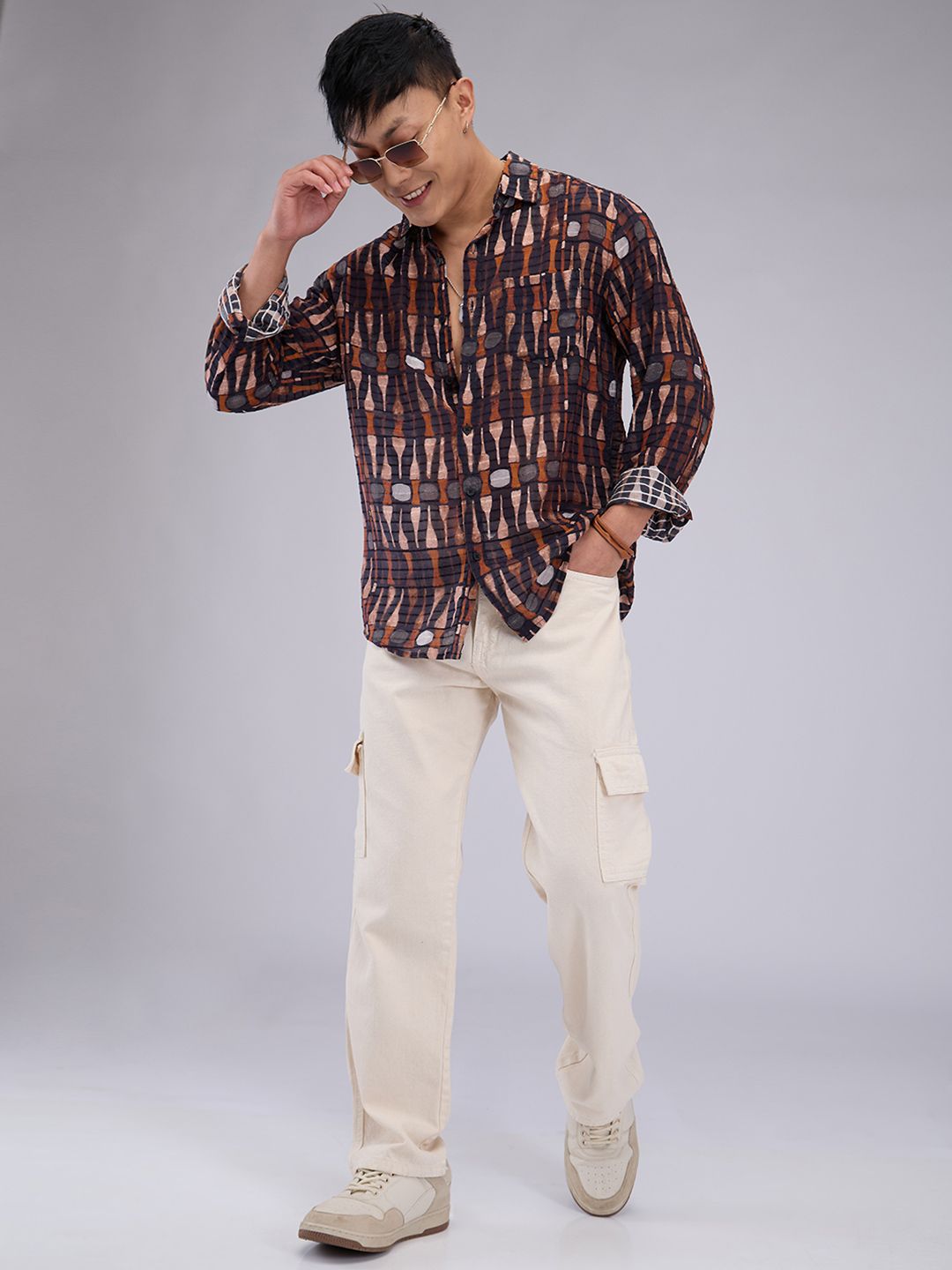 VASTRADO Men Classic Slim Fit Opaque Printed Casual Shirt