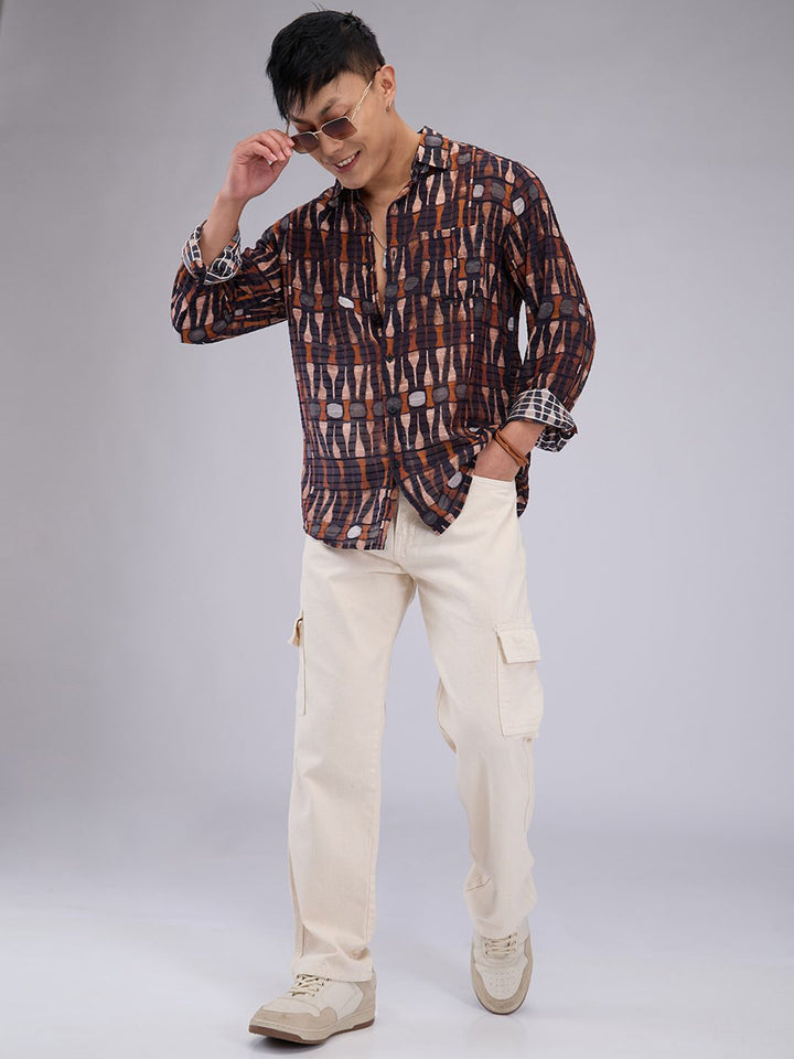 VASTRADO Men Classic Slim Fit Opaque Printed Casual Shirt
