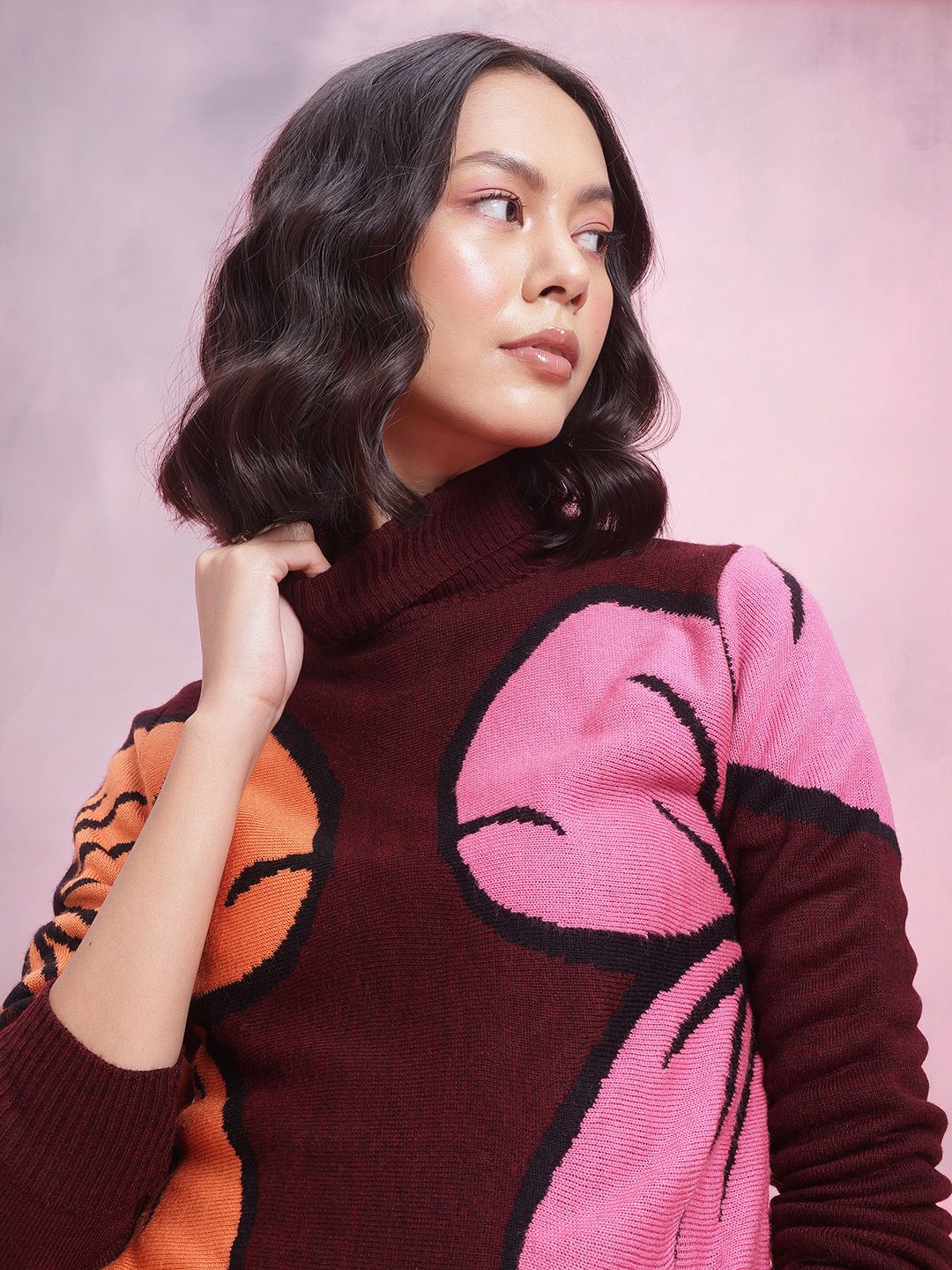 DressBerry Acrylic Self-Design Pullover