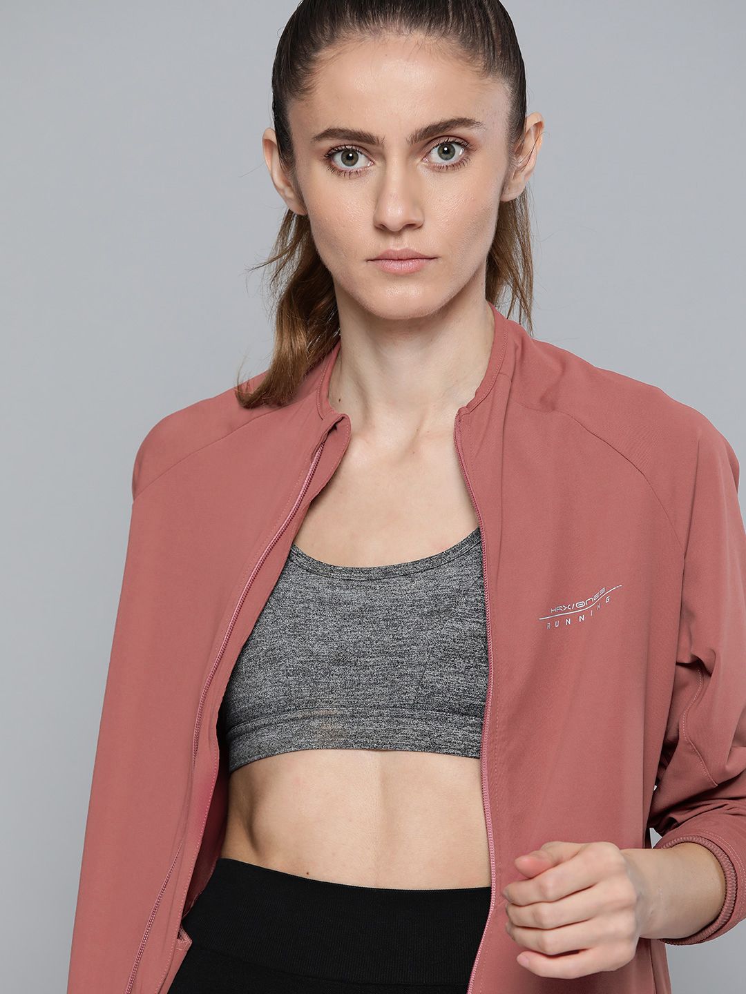 HRX by Hrithik Roshan Women Rose Wine Solid Rapid-Dry Antimicrobial Running Jacket