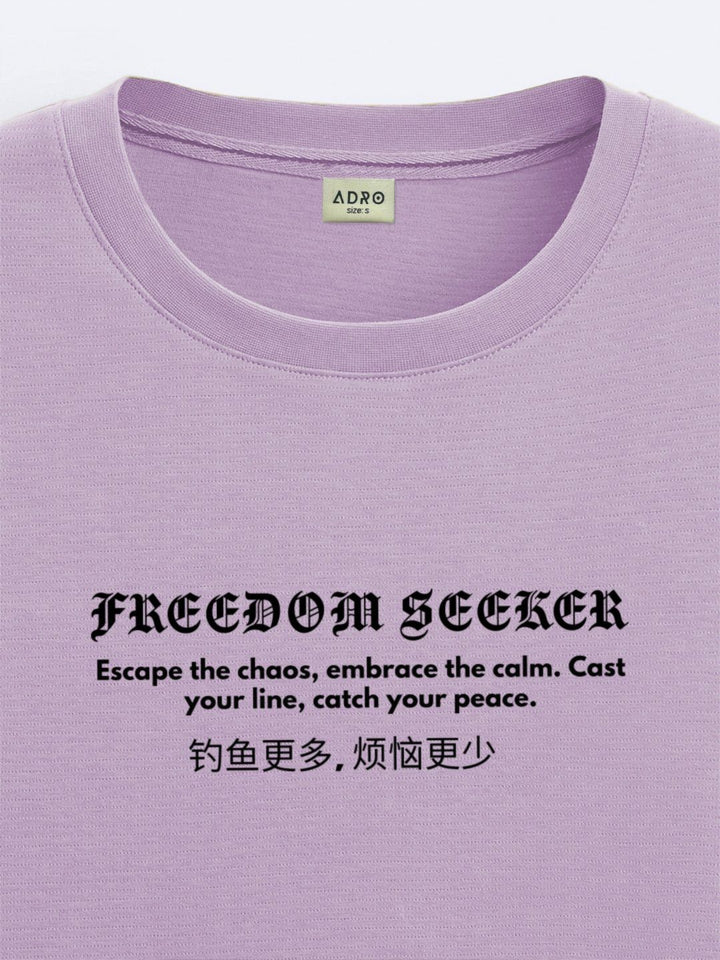 ADRO Men Typography Printed V-Neck Extended Sleeves T-shirt