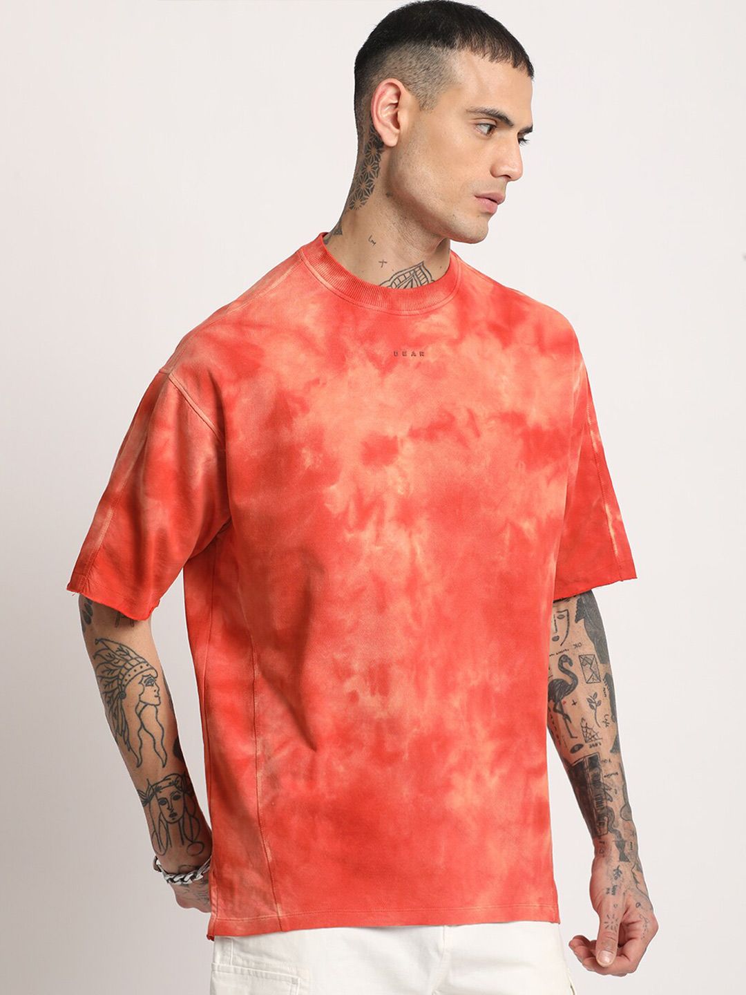 THE BEAR HOUSE Men Tie & Dye Loose Fit Cotton T-Shirt