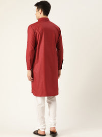 SOJANYA Men Maroon Solid Pathani Kurta