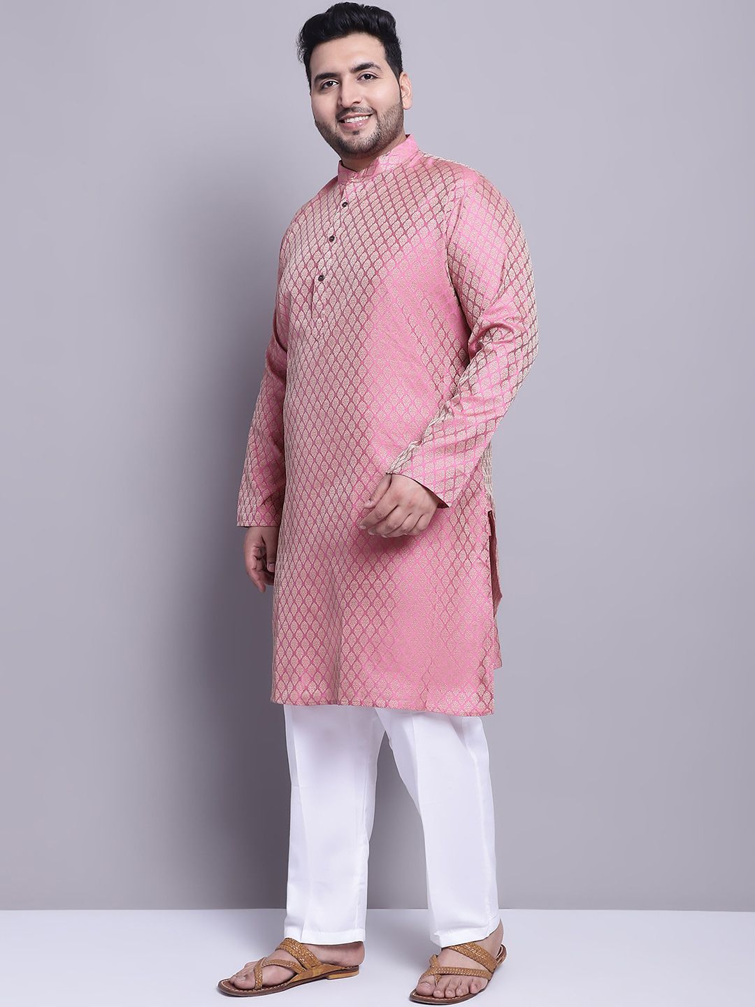 SOJANYA PLUS Ethnic Motifs Woven Design Kurta With Pyjamas & Nehru Jacket