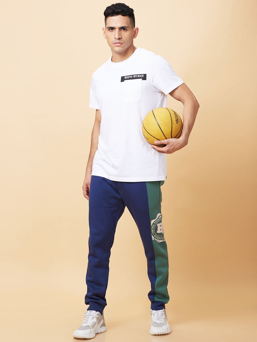 Being Human Men Colorblocked Mid Rise Joggers