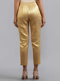 W Women Gold-Toned Printed Slim Fit Pleated Culottes Trousers