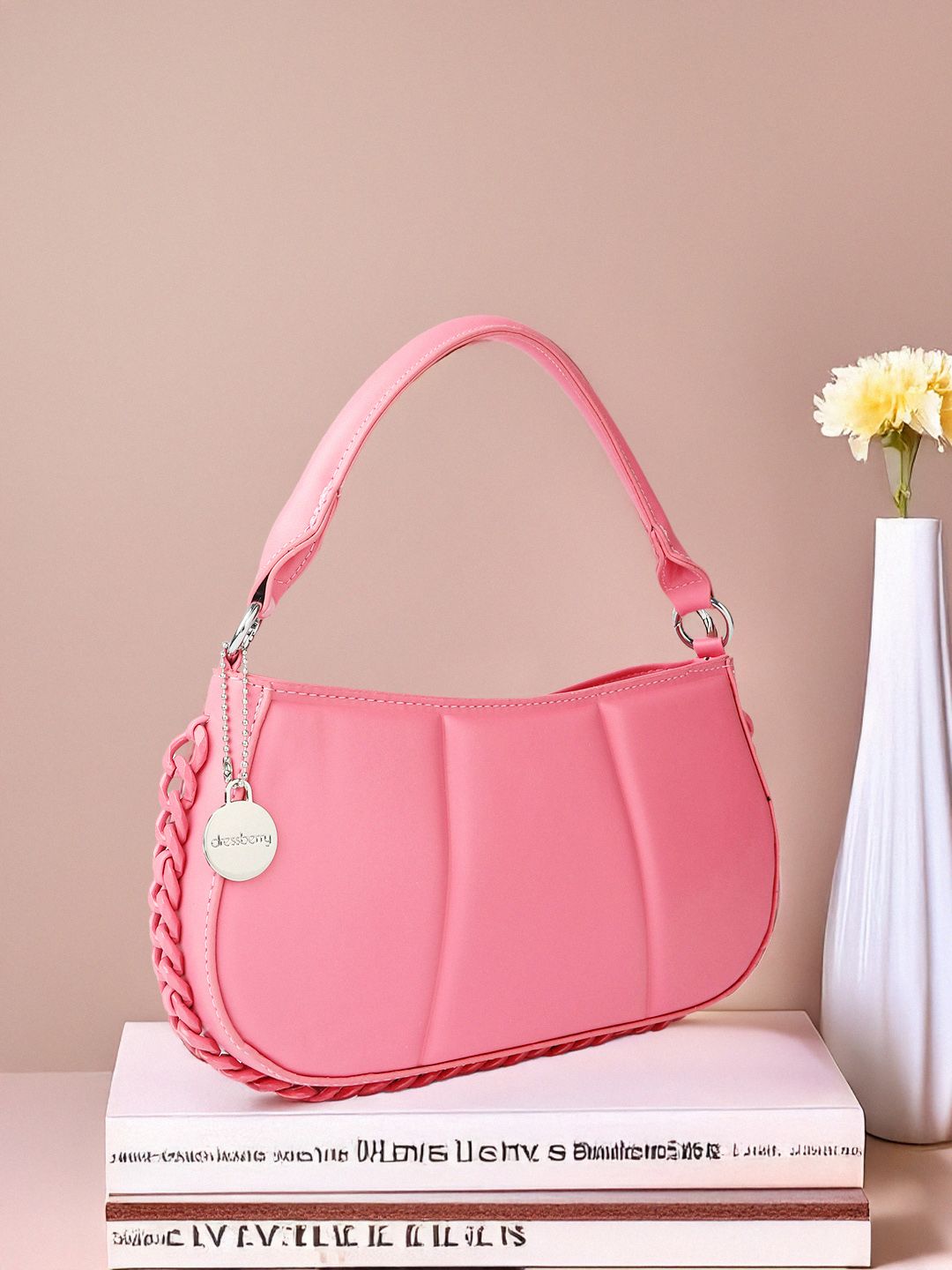 DressBerry Geometric Self Design Structured Handheld Bag