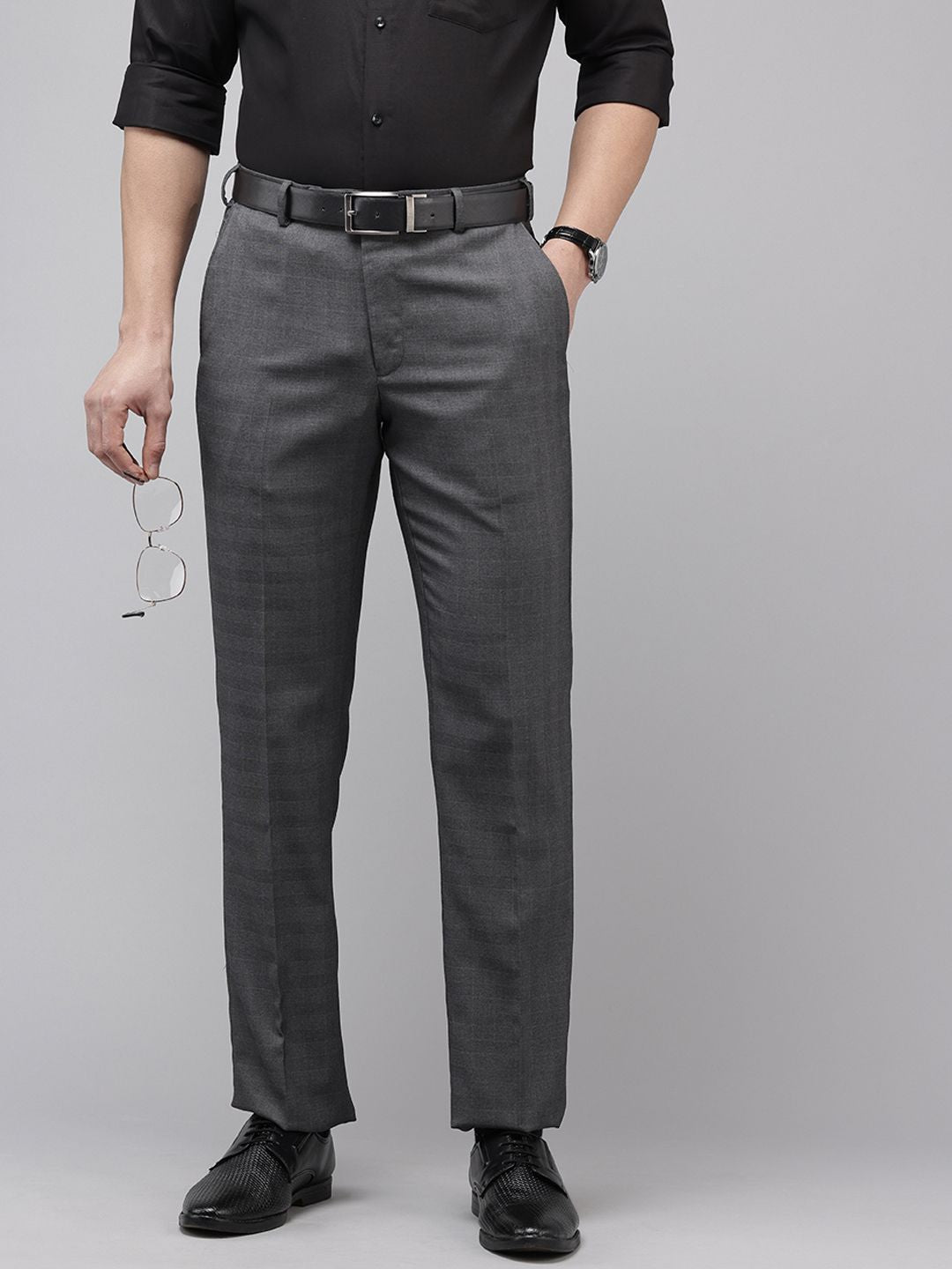 Park Avenue Men Checked Smart Fit Formal Trousers