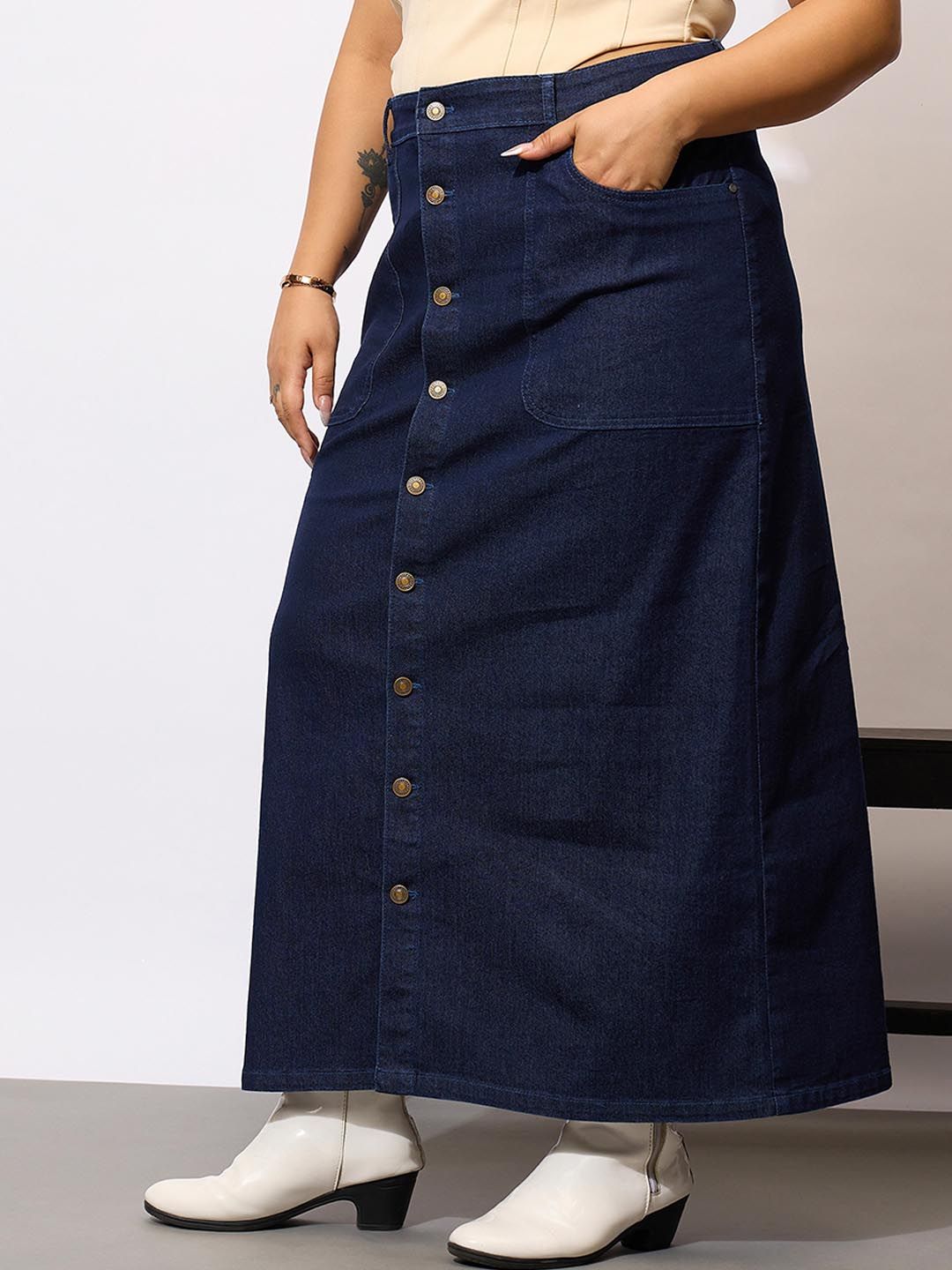 SASSAFRAS Curve Straight Maxi Skirt