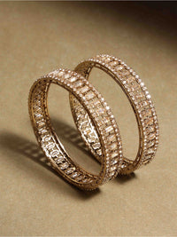 PANASH Set Of 2 Gold-Plated American Diamond Studded Bangles