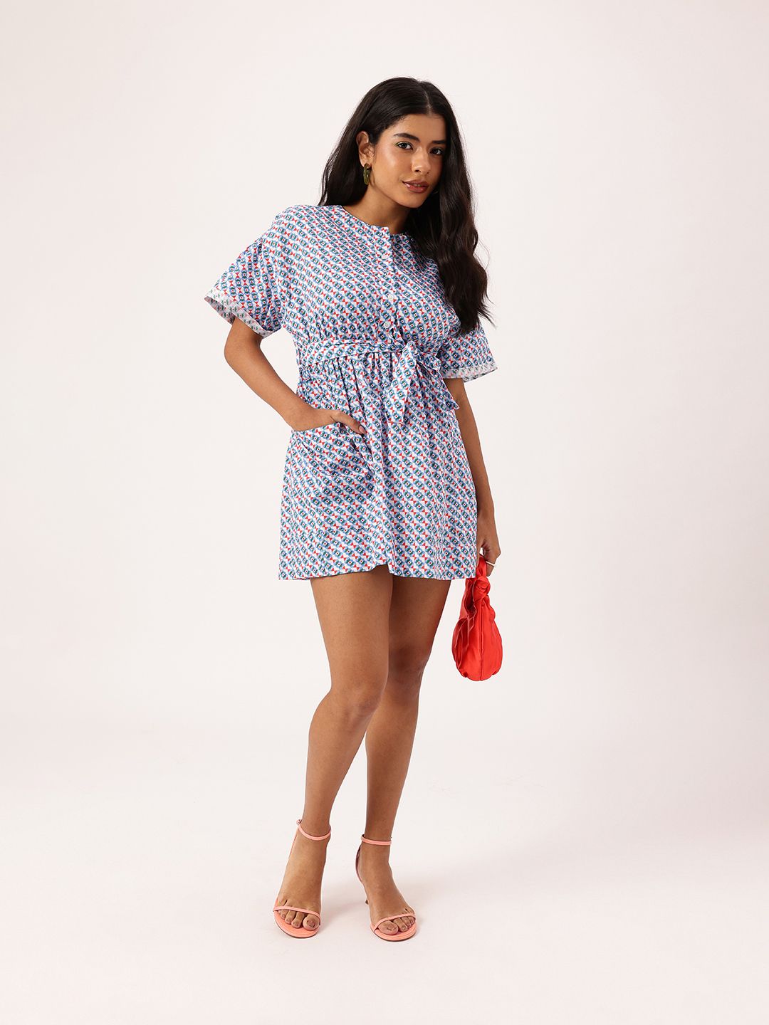 DressBerry Printed Mini Delight Gathered Dress