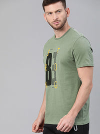 HRX by Hrithik Roshan Men Olive Green Solid Bio-Wash Running Tshirt