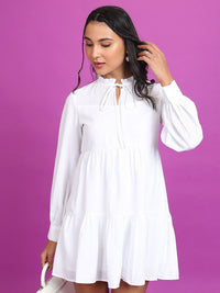 Tokyo Talkies White Checked Fit & Flare Mini Dress