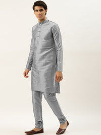 SOJANYA Men Blue Kurta with Churidar & Nehru Jacket