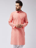 SOJANYA Kurta Lurus Pepejal Berwarna Peach Lelaki