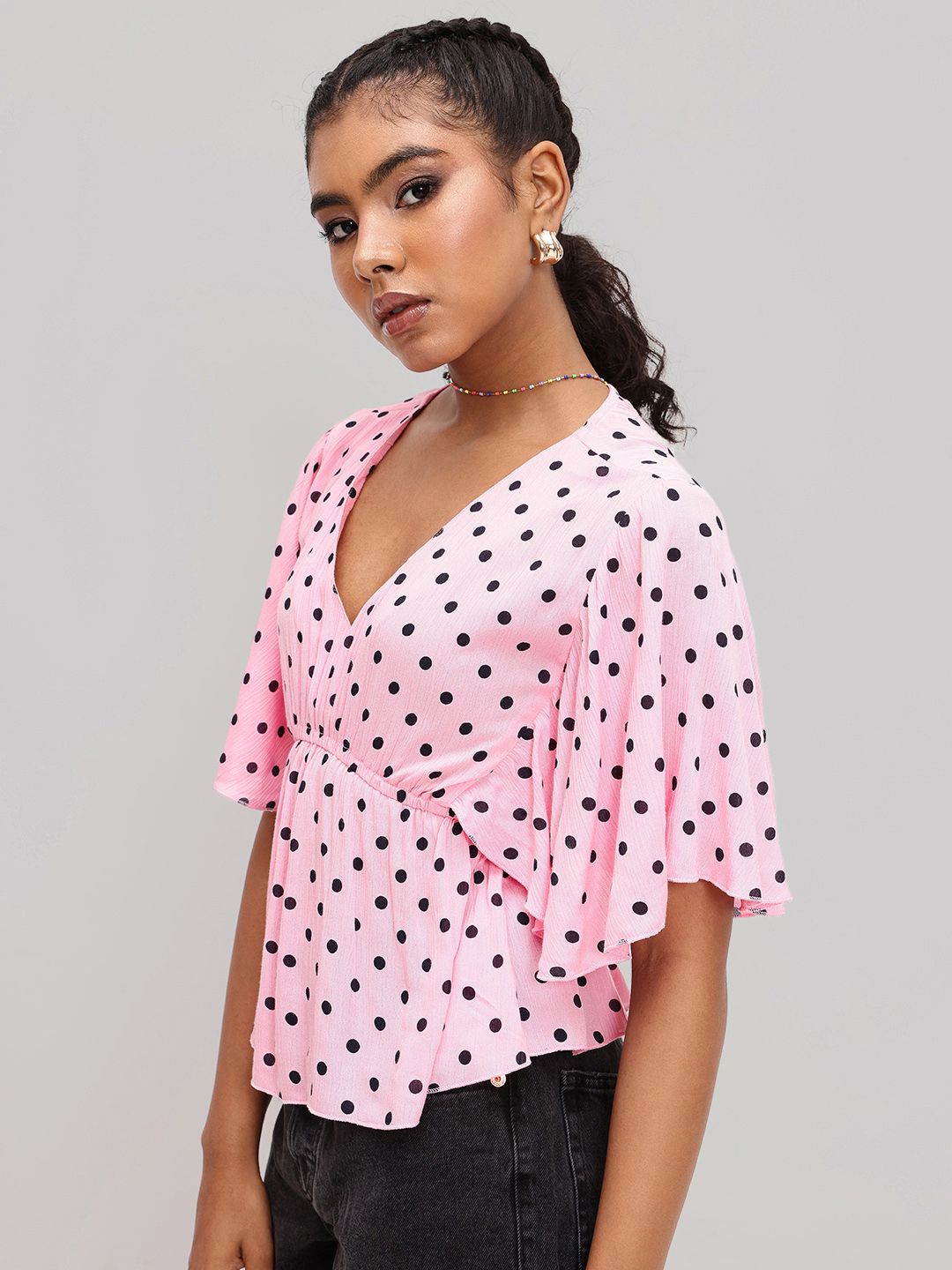 DressBerry Retro Replay Polka Dot Empire Style Top