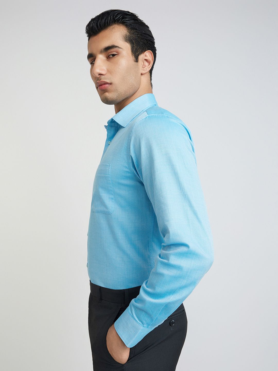 Raymond Textured Pure Cotton Slim Fit Formal Shirt