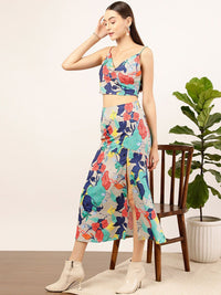 STREET 9 Grey Floral Printed Crop Top & Skirt