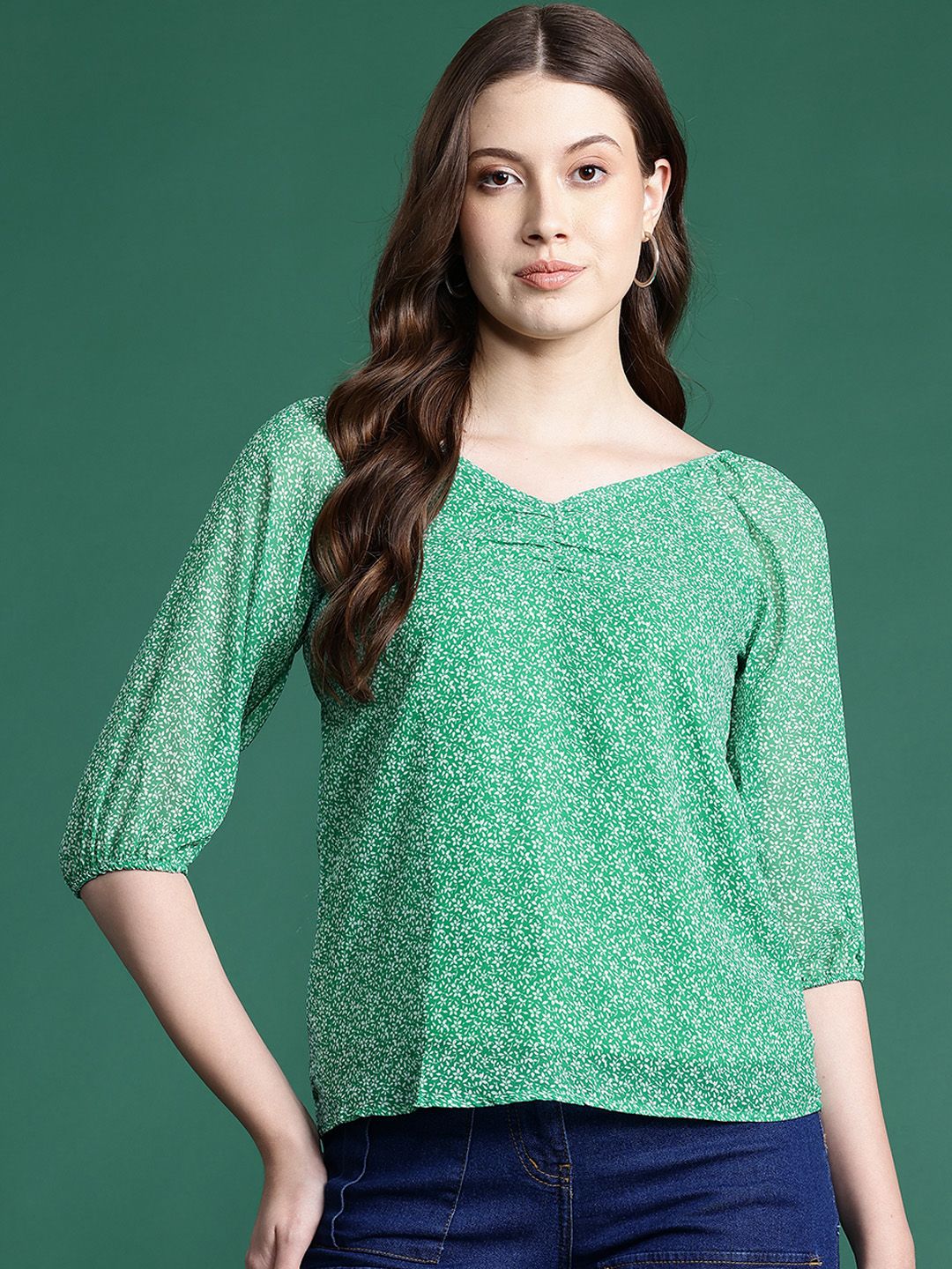 DressBerry Floral Print Puff Sleeve Top