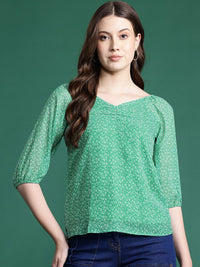 DressBerry Floral Print Puff Sleeve Top