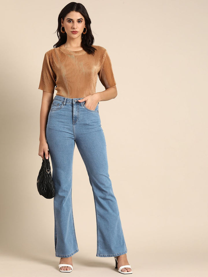 all about you Women Mid Rise Bootcut Light Fade Stretchable Jeans
