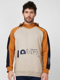SPYKAR Typography Printed Hooded Raglan Sleeves Sweatshirt
