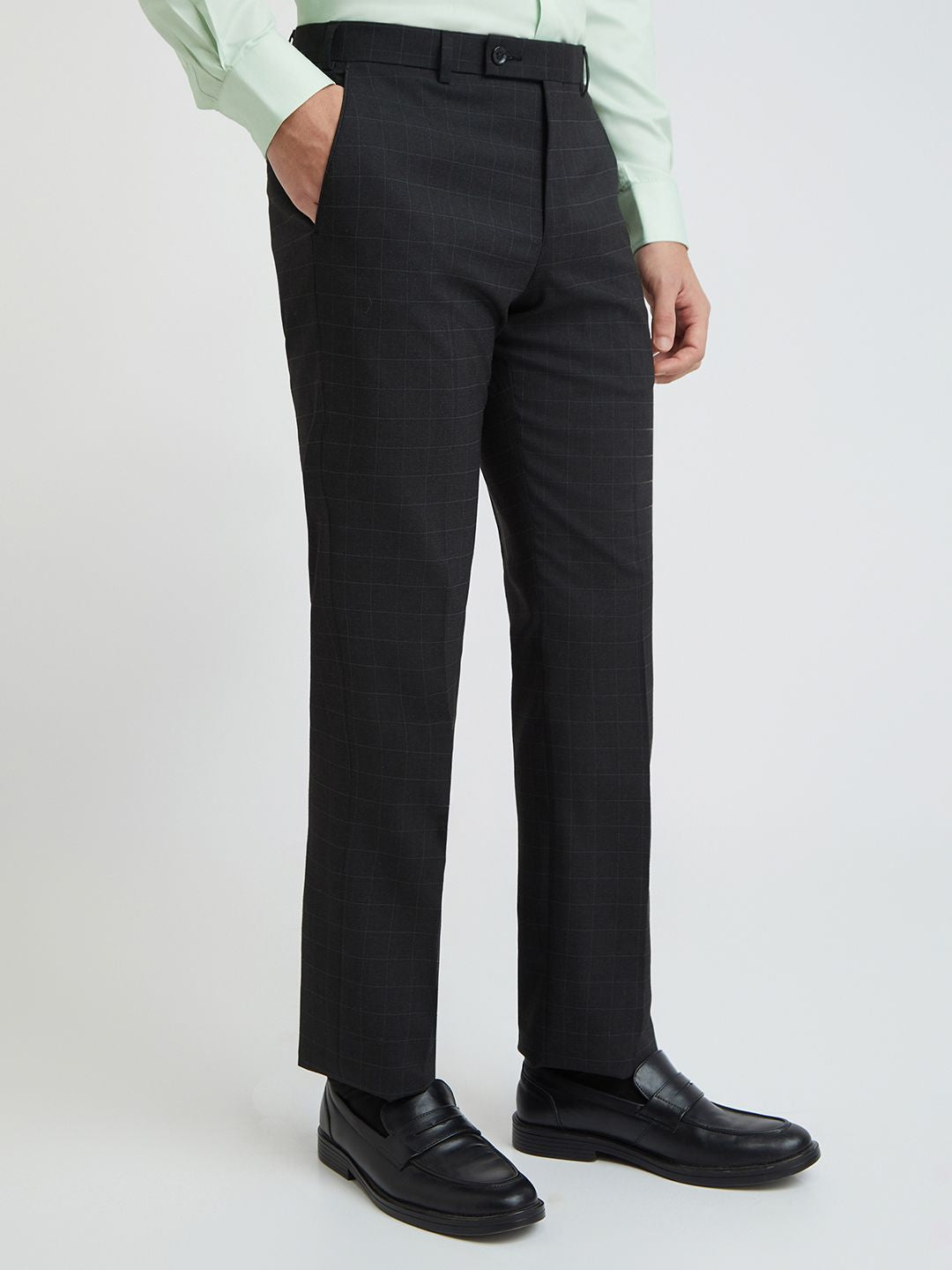 Park Avenue Men Mid-Rise Checked Formal Trouser