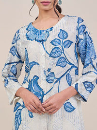 Global Desi Floral Printed Round Neck Straight Kurta