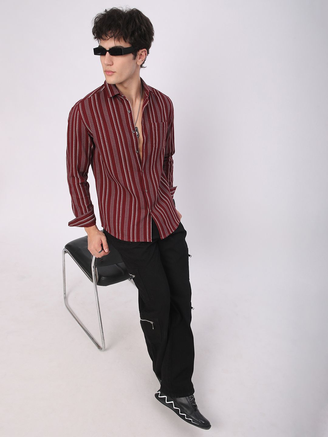 VASTRADO Men Classic Slim Fit Opaque Striped Casual Shirt