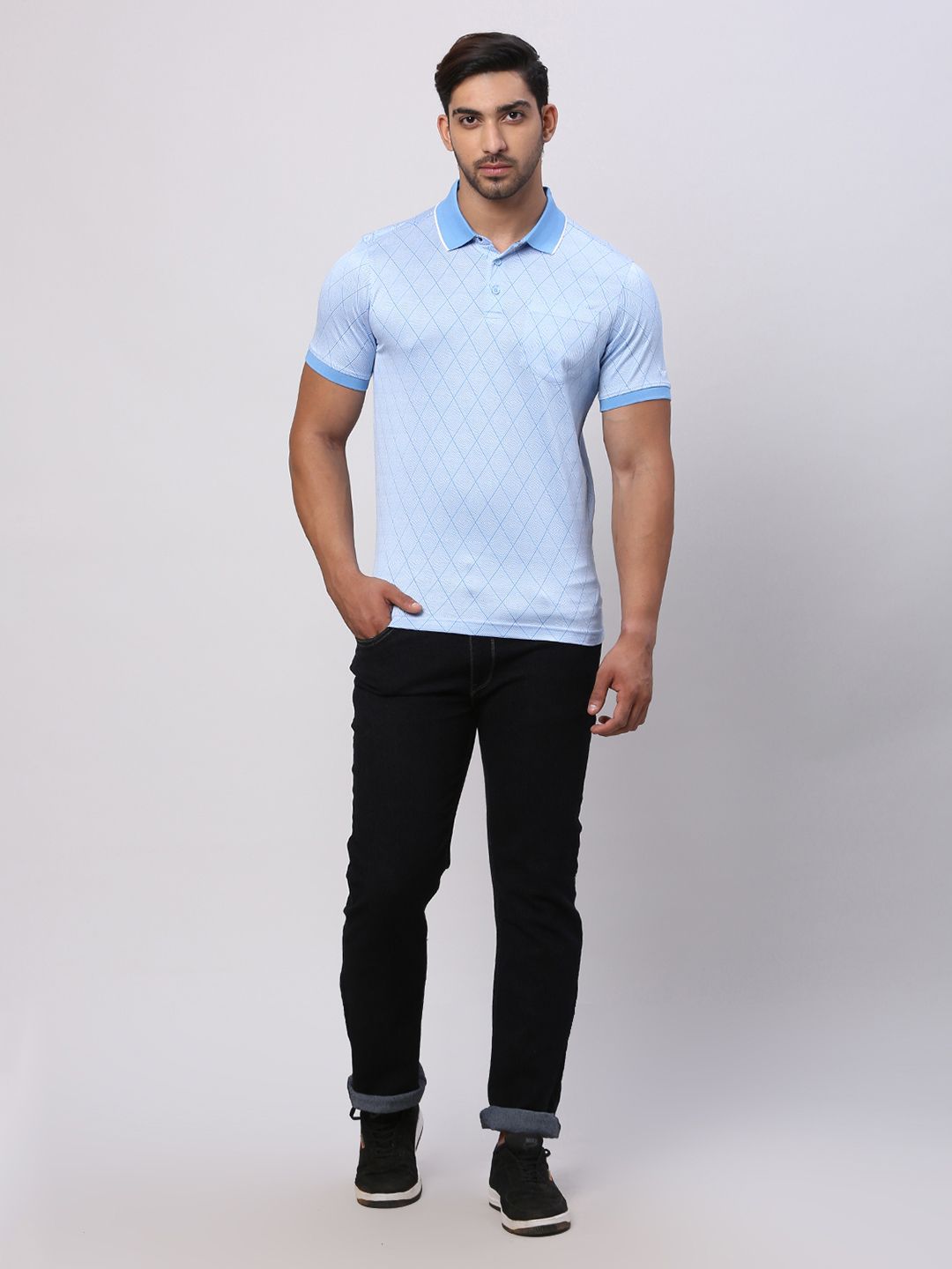 Park Avenue Men Polo Collar Pockets Slim Fit T-shirt