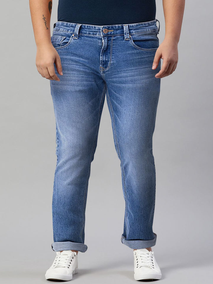Spykar Men Lurus Fit Light Fade Regangan Seluar jeans