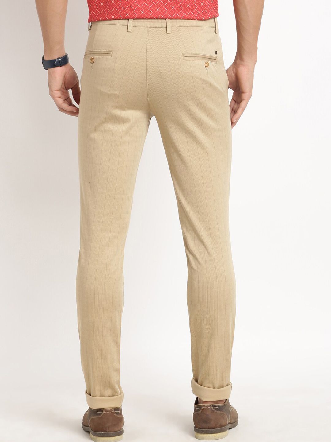 Turtle Men Checked Relaxed Tapered Fit Stretchable Trousers