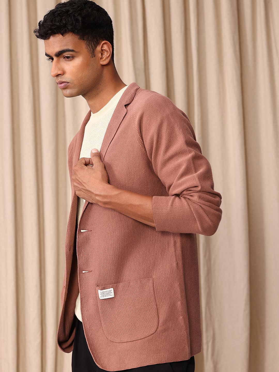Mr Bowerbird Self Design Tailored Fit Single-Breasted Casual Blazer