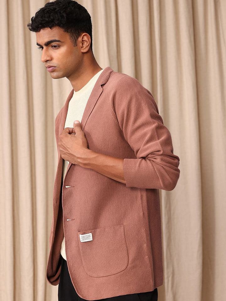 Mr Bowerbird Self Design Tailored Fit Single-Breasted Casual Blazer